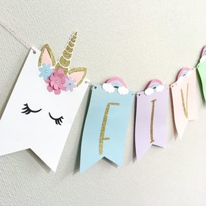 Products: Personalised Unicorn Banner - Melrose Paper Designs