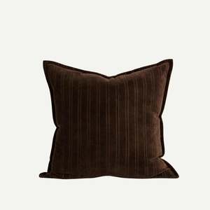 Homewares: Stria Chocolate Cushion