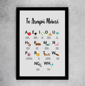 For The Little Ones: Māori Illustrated Alphabet Print - (Te Arapū Māori)
