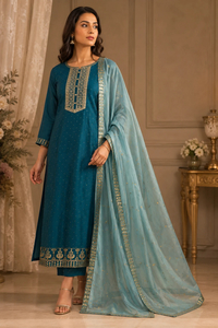 Products: Memsaab Rama Green Silk Suit - Memsaab