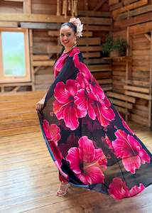 Salamasina Cape Dress - Midnight Hibiscus