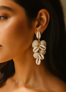 Accessories: Sea shell tassel earrings