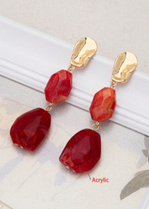 Bohemian Drop Earrings - Red