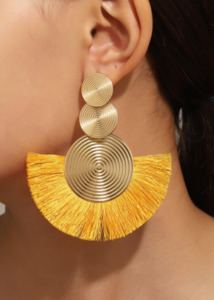 Accessories: Tassle Drop Earrings - Yellow
