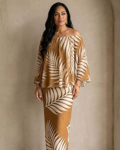 Puletasi Two Piece: Tausala Puletasi - Gold Topaz