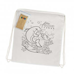 Promotional: Cotton Colouring Drawstring Backpack