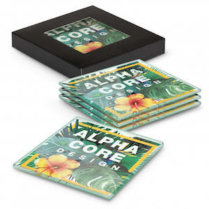 Coasters: Venice Glass Coaster Set of 4 Square - Full Colour