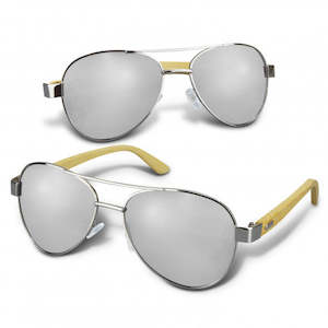 Sunglasses: Aviator Mirror Lens Sunglasses - Bamboo