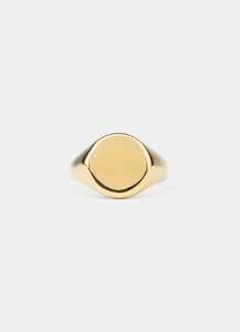 Vendetta Small Round Signet Ring - 18k Gold Plated
