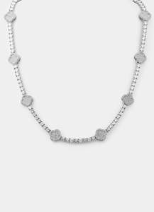 Four Leaf Tennis Necklace - Palladium Plated