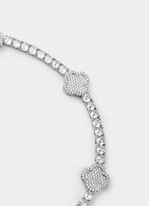 Bracelets Category: Four Leaf Tennis Bracelet - Palladium Plated