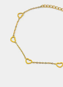 Bracelets Category: Mini Heart Charm Bracelet - 18K Gold Plated