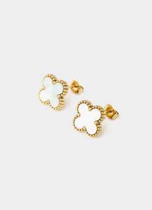 Earrings: Four Leaf Gilded Earring - 18k Gold Plated