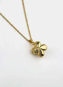 Four Leaf Traditional Locket Necklace - 18K Gold Plated