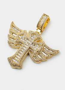 Womens Icy: Empire Cross Icy Pendant - 18k Gold Plated