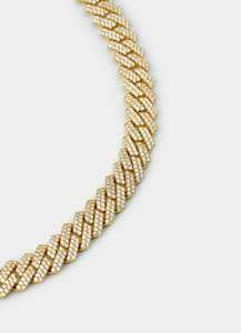 Mens Chains: Riviera Prong Necklace - Iced 18K Gold Plated