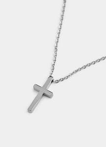 Crosses: Silver Cross Necklace - Stainless Steel