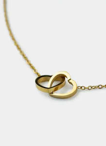 Heart: Bar and Clasp Heart Necklace - 18K Gold Plated