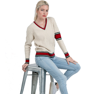 Collegiate Cable V-Neck — Possum Merino Knit – Merii
