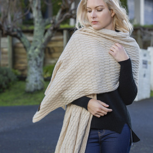 Possum Merino Honeycomb Wrap Ivory – Merii