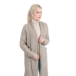 Longline Ribbed pocket Knit Cardigan — Buff – Merii