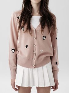 Products: Heart Motif Pearl Cashmere Cardigan – Coronation – Merii