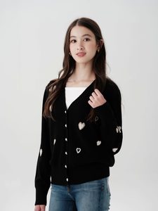 Heart Motif Pearl Cashmere Cardigan – Merii