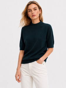Midnight Cashmere Mock Neck Top – Merii