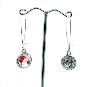 DOUBLE SIDED FANTAIL + POPPY GLASS DOME EARRINGS