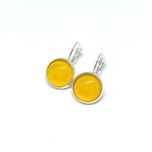 Glass Dome Earrings: SUNFLOWER YELLOW EARRINGS