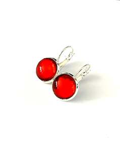 Glass Dome Earrings: RUBY RED EARRINGS