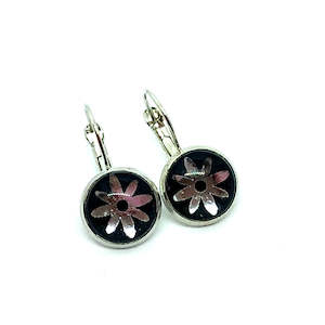 Glass Dome Earrings: SILVER DAISY