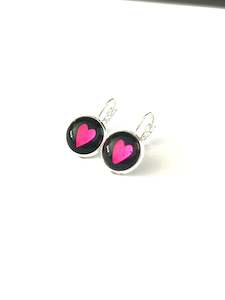 HOT PINK HEART EARRINGS