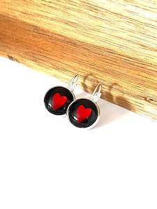 RUBY RED HEART EARRINGS