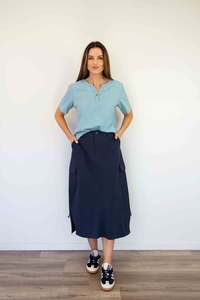 New In Tops: Merric Embossed Cotton V-neck Top