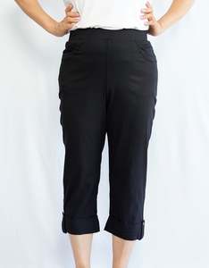 Merric Stretch Soft Elastic Waist 3/4 Pants with Pockets