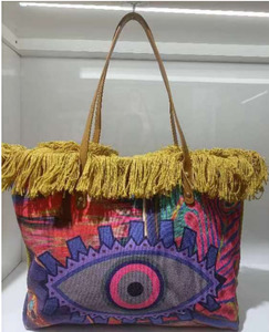 New In Handbags: Magnetic Button Beach Bag Multiple Prints