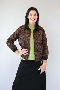 Clothing Cardis Jackets: Merric Thick Knit Print Contrast Collar Jacket