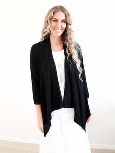 Clothing Cardis Jackets: Larosela Ruffle Hem Open Front Cardigan