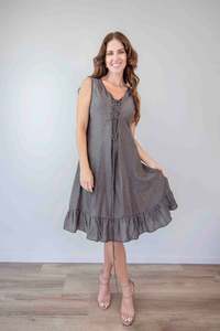 Clothing Dresses: Larosela Tie Front Pleated Hem Dress