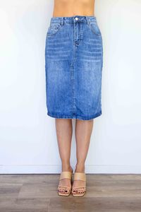 Clothing Bottoms: Larosela Straight Denim Skirt