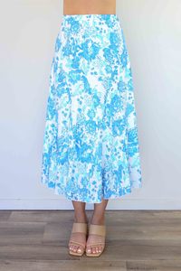Merric Flower Print Elastic Waist Skirt