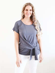 Larosela Super Soft Tie Front At Waist Round Neck Shirt
