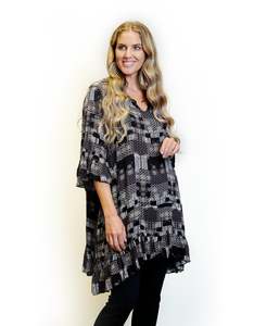 Tops Tunics: Merric V-Neck Patterned Butterfly Sleeve Tunic