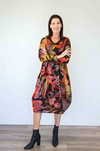 Larosela V-neck Elbow-length Double-Layer Midi Dress