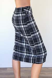 Larosela Checkered Split Hem Pencil Skirt