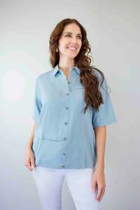 Blouse Shirt: Merric Casual Button Front Shirt