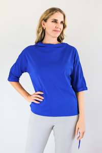 Larosela Short Sleeve Shoulder Lace Design Bottom Drawstring Shirt