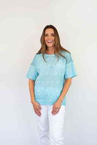 FairyTern Floral Embroidered Short Sleeve Top