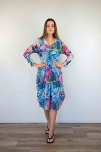 Hengsheng print side gather dress